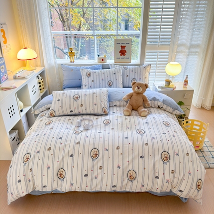 91家纺网 家纺一手货源 找家纺 （总）清雅福 2024新款全棉13372小清新活性印花四件套