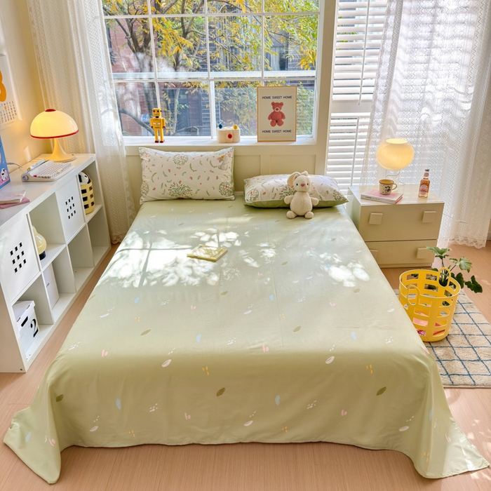 91家纺网 家纺一手货源 找家纺 清雅福 2024新款全棉13372小清新活性印花四件套 温婉小兔