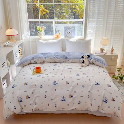 91家纺网 家纺一手货源 找家纺 （总）清雅福 2024新款全棉13372小清新活性印花单被套