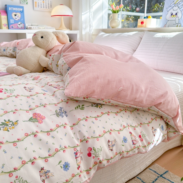 91家纺网 家纺一手货源 找家纺 清雅福 2024新款全棉13372小清新活性印花单被套 枝间梦