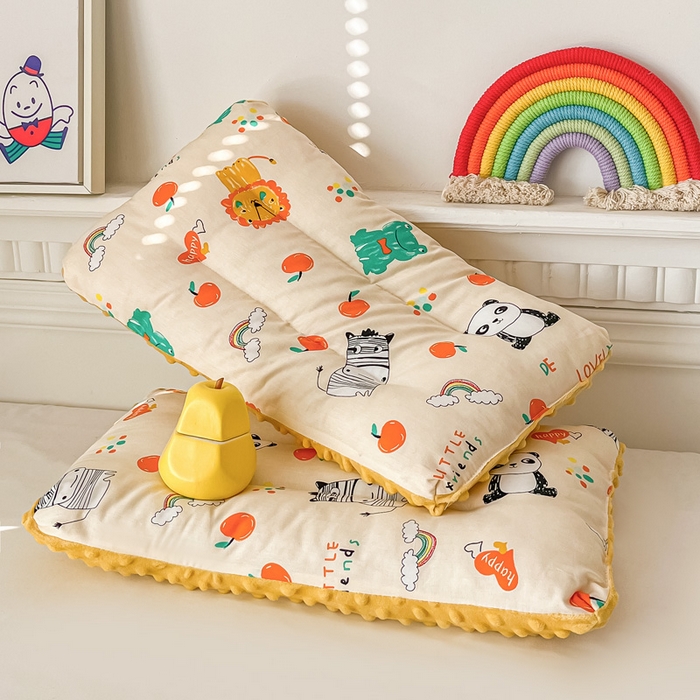 91家纺网 家纺一手货源 找家纺 显高家纺 2025新款13372纯棉豆豆绒儿童枕 黄色