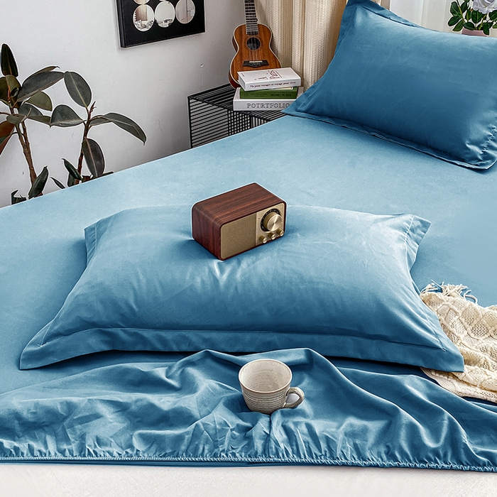 91家纺网 家纺一手货源 找家纺 恬澳家纺 2024新款外贸跨境电商亚马逊速卖通单床笠三件套欧美尺寸多多跨境平台TEMU SHEIN 深海蓝