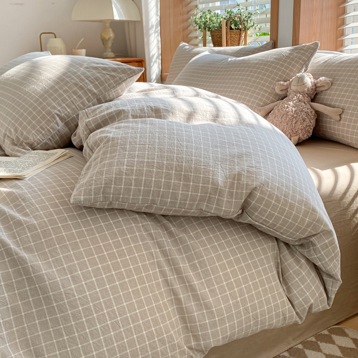 91家纺网 家纺一手货源 找家纺 ab家纺 2024新款北欧风全棉水洗棉四件套 罗恩-灰