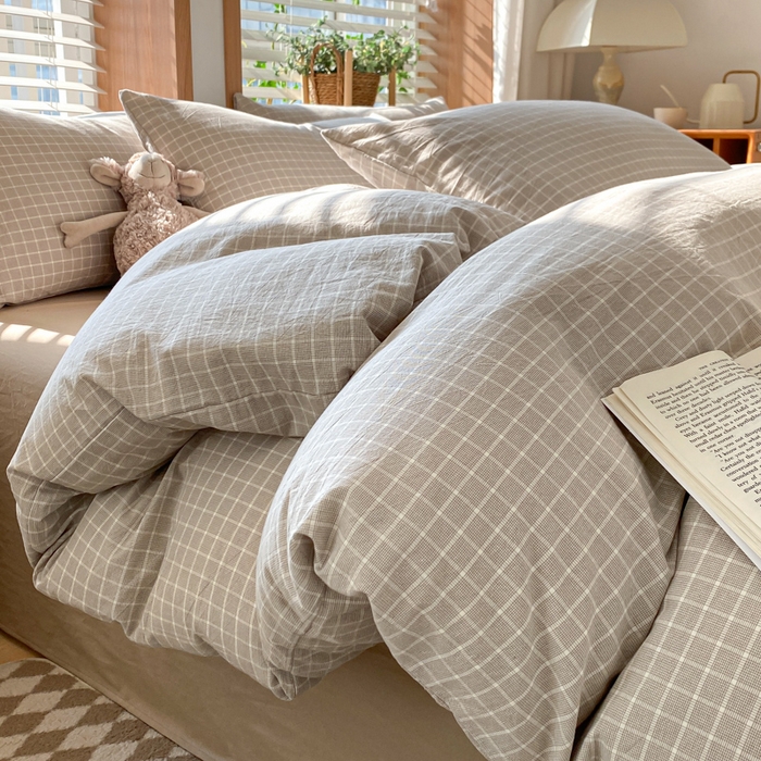 91家纺网 家纺一手货源 找家纺 ab家纺 2024新款北欧风全棉水洗棉四件套 罗恩-灰