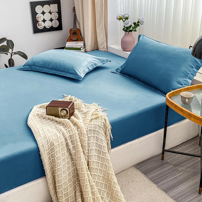 91家纺网 家纺一手货源 找家纺 恬澳家纺 2024新款外贸跨境电商亚马逊速卖通单床笠三件套欧美尺寸多多跨境平台TEMU SHEIN 深海蓝