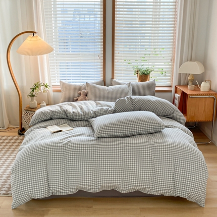 ab家纺 2024新款北欧风全棉水洗棉四件套 未央-灰