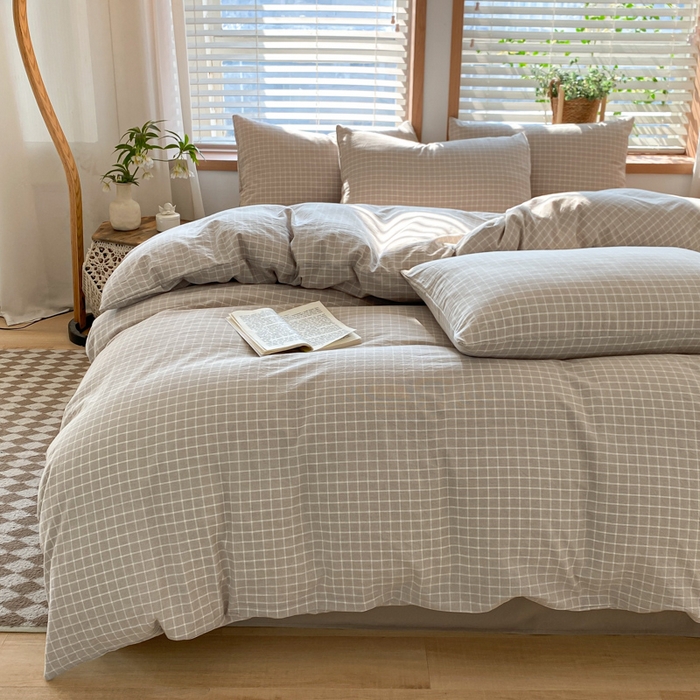 91家纺网 家纺一手货源 找家纺 ab家纺 2024新款北欧风全棉水洗棉四件套 罗恩-灰