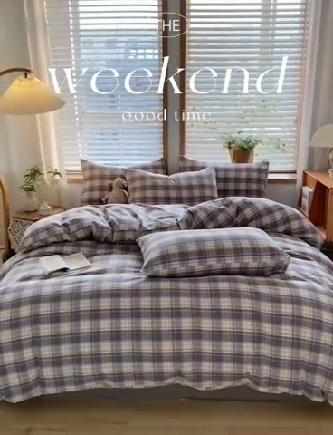 91家纺网 家纺一手货源 找家纺 ab家纺 2024新款北欧风全棉水洗棉四件套 乔南-灰