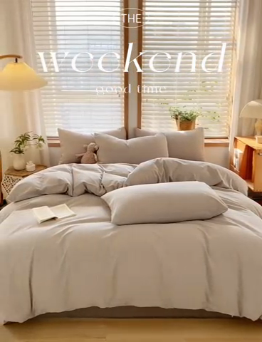 91家纺网 家纺一手货源 找家纺 ab家纺 2024新款北欧风全棉水洗棉四件套 罗恩-灰