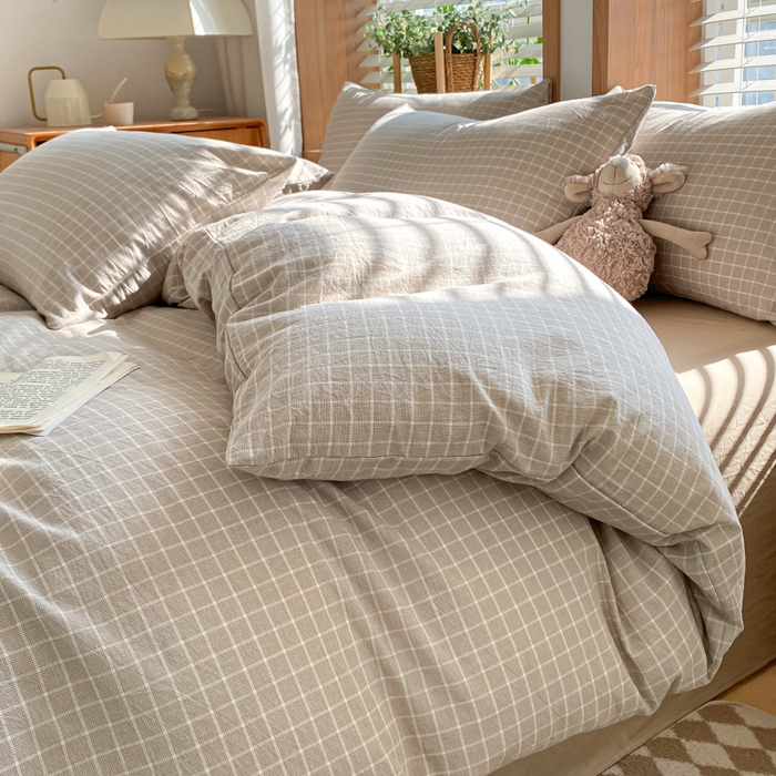 91家纺网 家纺一手货源 找家纺 ab家纺 2024新款北欧风全棉水洗棉四件套 罗恩-灰