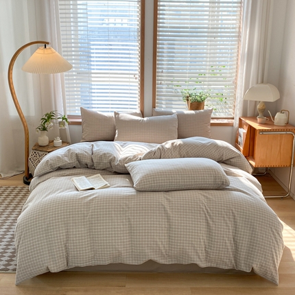 91家纺网 家纺一手货源 找家纺 ab家纺 2024新款北欧风全棉水洗棉四件套 罗恩-灰