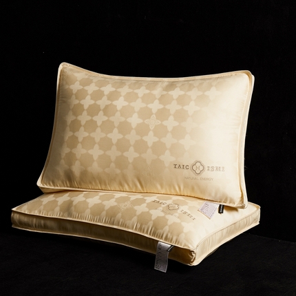 元元被芯 2024新款60s天丝超柔贡缎提花羽丝枕 金色-风格二