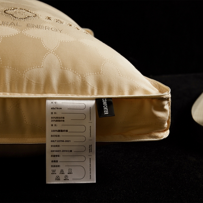 91家纺网 家纺一手货源 找家纺 元元被芯 2024新款60s天丝超柔贡缎提花羽丝枕 金色-风格二