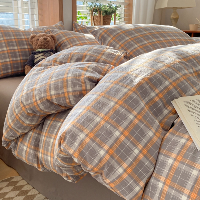 91家纺网 家纺一手货源 找家纺 ab家纺 2024新款北欧风全棉水洗棉四件套 映像-灰