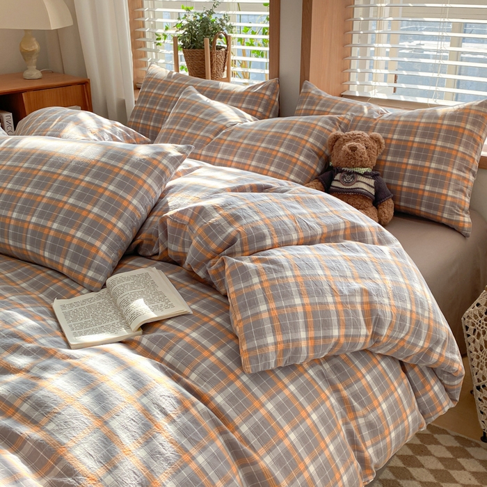 91家纺网 家纺一手货源 找家纺 ab家纺 2024新款北欧风全棉水洗棉四件套 映像-灰