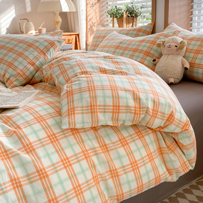 91家纺网 家纺一手货源 找家纺 ab家纺 2024新款北欧风全棉水洗棉四件套 梵希-桔