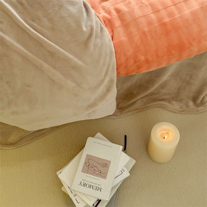 91家纺网 家纺一手货源 找家纺 时年家纺 2024新款云朵牛奶绒四件套（充值会员享优惠10元） 泡芙-爱马橙