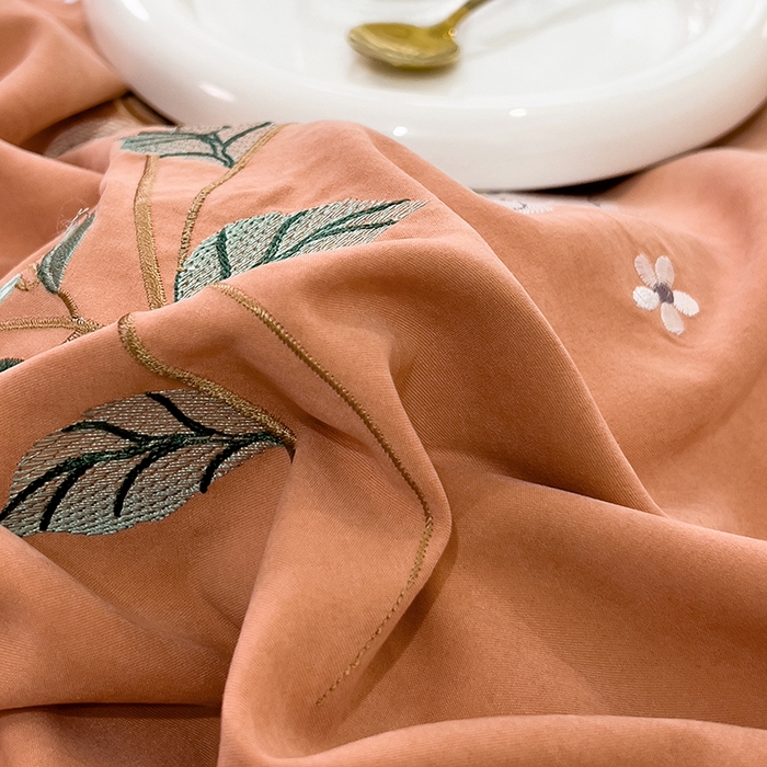 91家纺网 家纺一手货源 找家纺 欧冠家纺 2024新款四季款锦棉绣花盛夏光年四件套 盛夏光年-胭脂橙