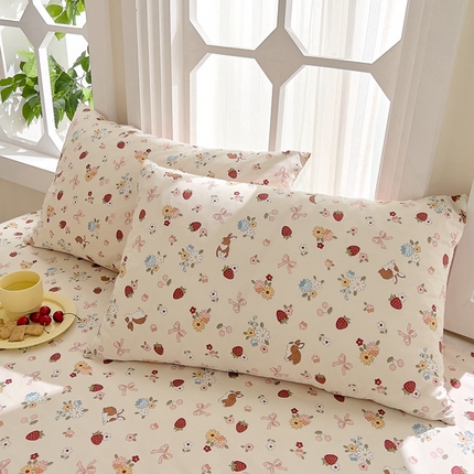 DoDo 兜兜 2024新款全棉可爱软萌系列单品枕套 草莓兔兔