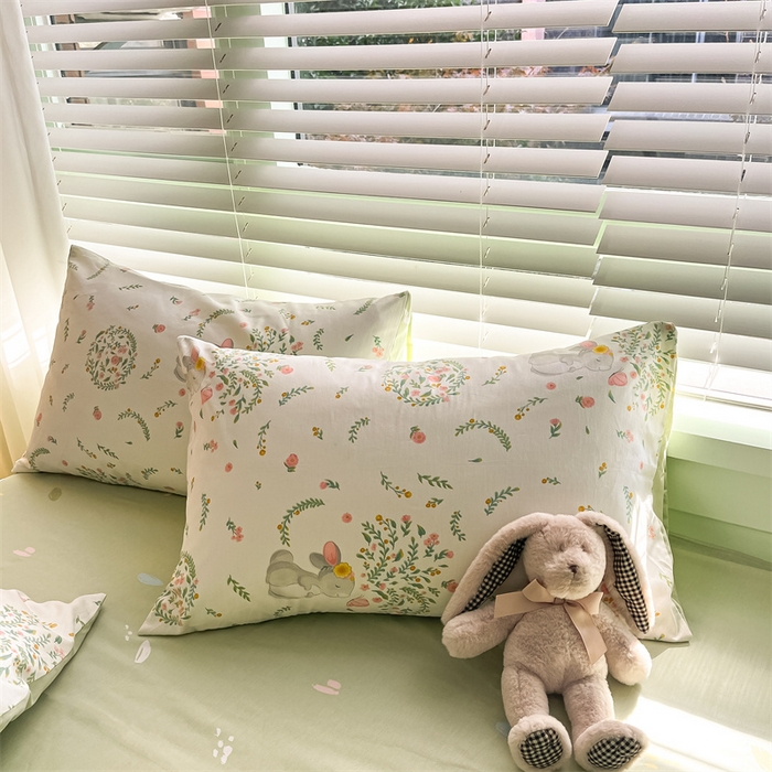 91家纺网 家纺一手货源 找家纺 曼之夏 2024新款13372全棉印花四件套 温婉小兔