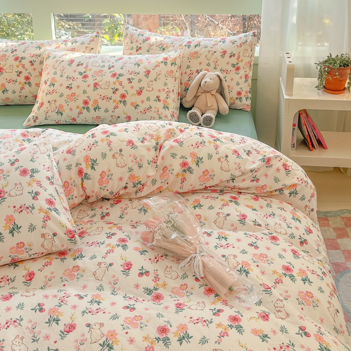 91家纺网 家纺一手货源 找家纺 （总）ab家纺 2024新款全棉双层纱印花四件套