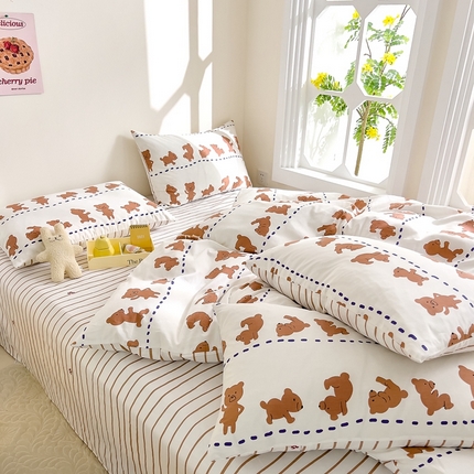 91家纺网 家纺一手货源 找家纺 DoDo 兜兜  2024新款全棉可爱软萌系列四件套 喜瓜瓜