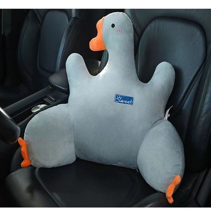 其乐枕芯 2024新款大鹅办公室腰靠垫午睡枕护腰汽车座椅靠垫靠背护腰垫 灰色
