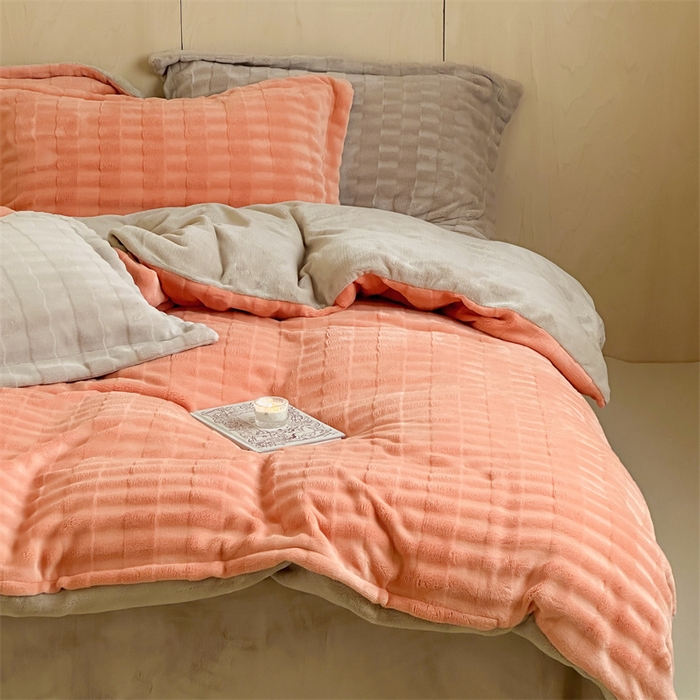 91家纺网 家纺一手货源 找家纺 时年家纺 2024新款云朵牛奶绒四件套（充值会员享优惠10元） 泡芙-爱马橙