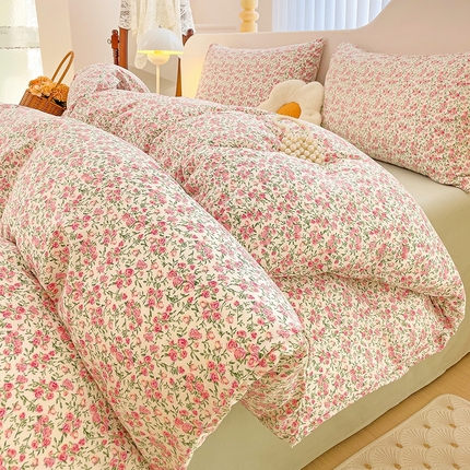 珺柔家纺 2024新款40支13070全棉印花四件套 复古玫瑰