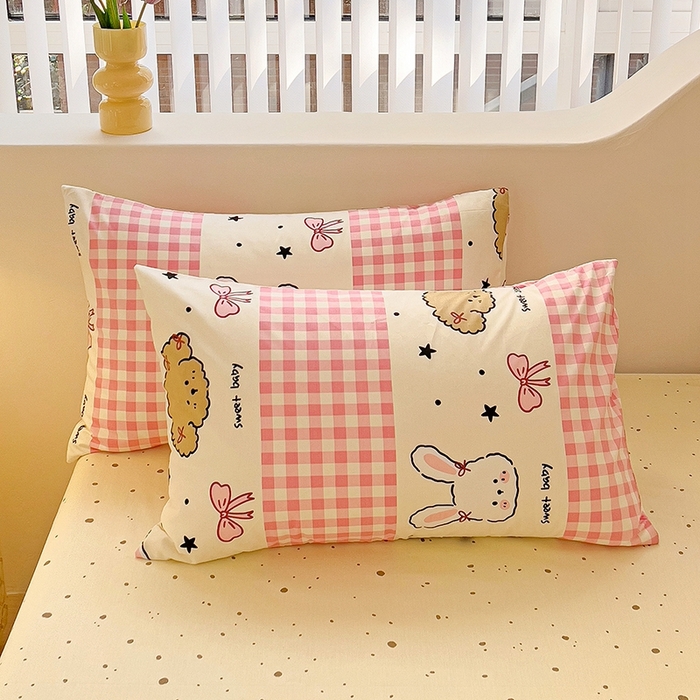 91家纺网 家纺一手货源 找家纺 珺柔家纺 2024新款40支13070全棉印花四件套 格子兔