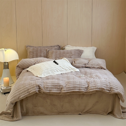 时年家纺 2024新款云朵牛奶绒四件套（充值会员享优惠10元） 泡芙-奶茶咖