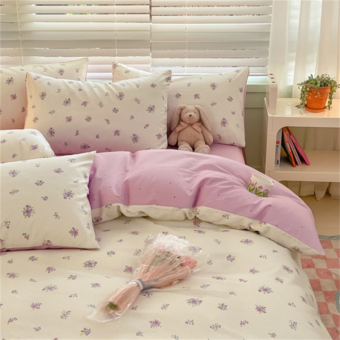 91家纺网 家纺一手货源 找家纺 曼之夏 2024新款13372全棉印花四件套 紫汀兰