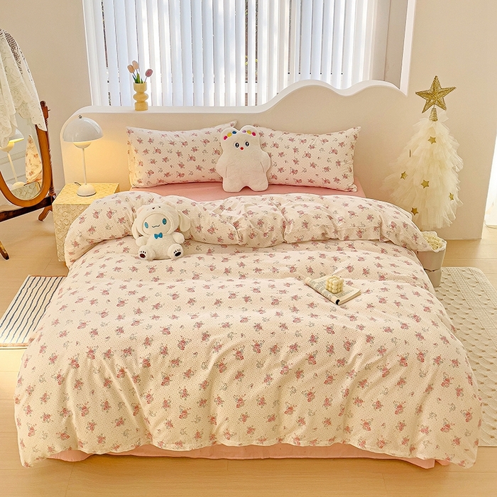 91家纺网 家纺一手货源 找家纺 珺柔家纺 2024新款40支13070全棉印花四件套 朝花夕拾