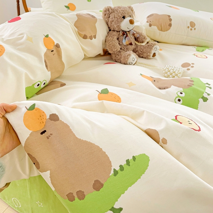 91家纺网 家纺一手货源 找家纺 珺柔家纺 2024新款40支13070全棉印花四件套 鳄鱼萌宠