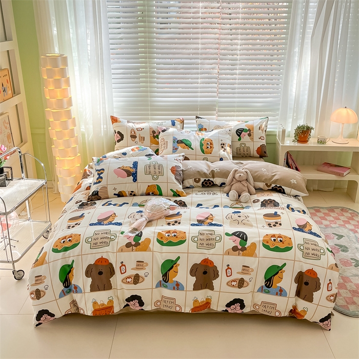 91家纺网 家纺一手货源 找家纺 曼之夏 2024新款13372全棉印花四件套 摩登生活