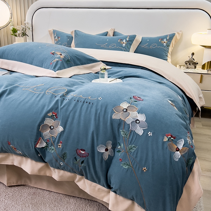 91家纺网 家纺一手货源 找家纺 （总）欧冠家纺 2024新款四季款锦棉绣花盛夏光年四件套