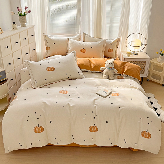 91家纺网 家纺一手货源 找家纺 （总）暖芯优选 2025新款小清新印花全棉磨毛四件套