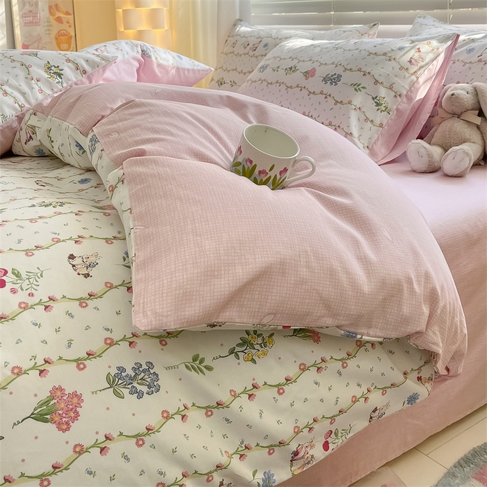 91家纺网 家纺一手货源 找家纺 曼之夏 2024新款13372全棉印花四件套 枝间梦