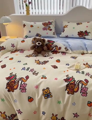 91家纺网 家纺一手货源 找家纺 珺柔家纺 2024新款40支13070全棉印花四件套 吉祥