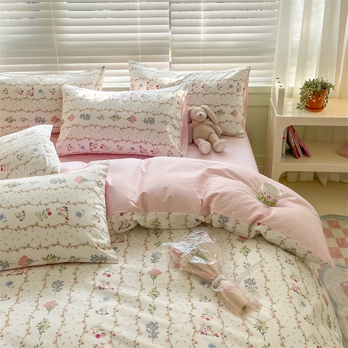 91家纺网 家纺一手货源 找家纺 曼之夏 2024新款13372全棉印花四件套 枝间梦