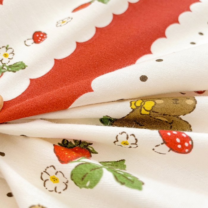 91家纺网 家纺一手货源 找家纺 珺柔家纺 2024新款40支13070全棉印花四件套 草莓棕熊