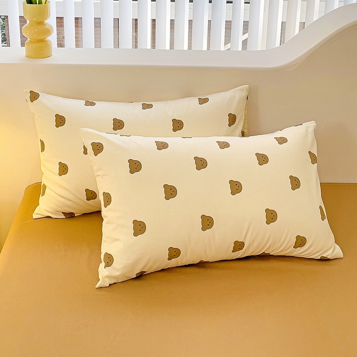 91家纺网 家纺一手货源 找家纺 珺柔家纺 2024新款40支13070全棉印花四件套 咖熊