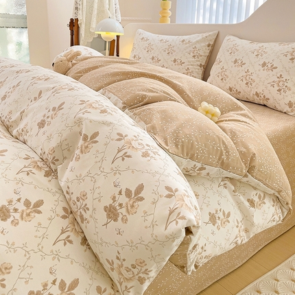 珺柔家纺 2024新款40支13070全棉印花四件套 南枝玫瑰