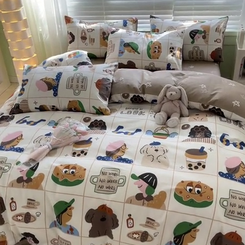 91家纺网 家纺一手货源 找家纺 曼之夏 2024新款13372全棉印花四件套 摩登生活