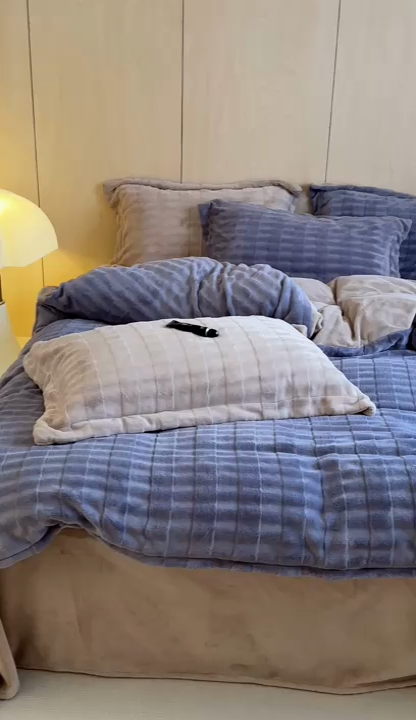 91家纺网 家纺一手货源 找家纺 时年家纺 2024新款云朵牛奶绒四件套（充值会员享优惠10元） 泡芙-积云灰