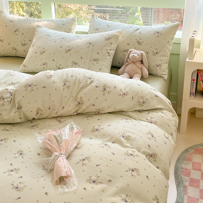 91家纺网 家纺一手货源 找家纺 ab家纺 2024新款全棉双层纱印花四件套 夏洛