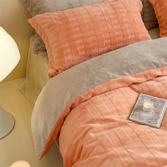 91家纺网 家纺一手货源 找家纺 时年家纺 2024新款云朵牛奶绒四件套（充值会员享优惠10元） 泡芙-爱马橙