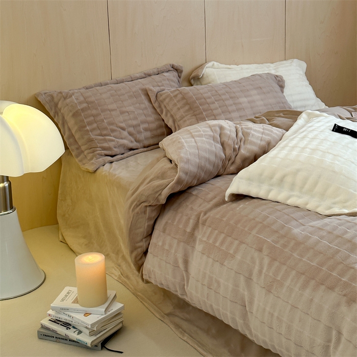 91家纺网 家纺一手货源 找家纺 时年家纺 2024新款云朵牛奶绒四件套（充值会员享优惠10元） 泡芙-奶茶咖