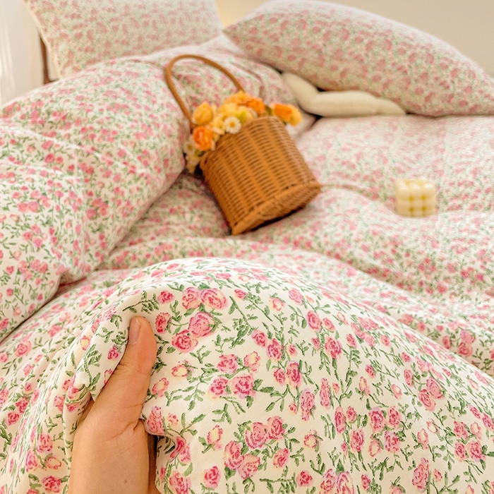 91家纺网 家纺一手货源 找家纺 珺柔家纺 2024新款40支13070全棉印花四件套 复古玫瑰