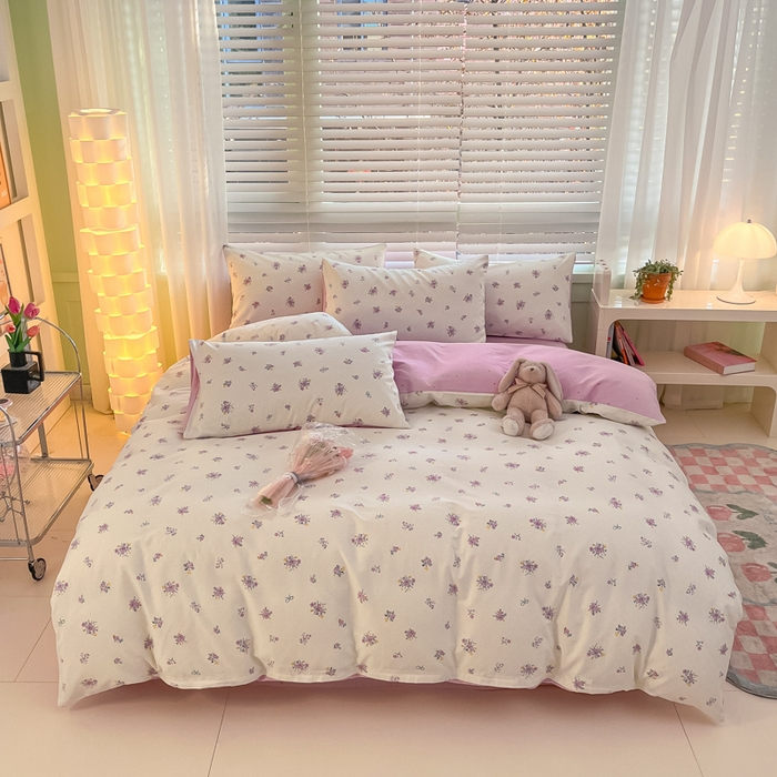 91家纺网 家纺一手货源 找家纺 曼之夏 2024新款13372全棉印花四件套 紫汀兰